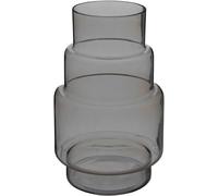 Vaso Decorativo con Design Geometrico - Vaso per Fiori e Arredamento per Camera, Cucina e Salone, in Vetro, 17x26cm, Grigio