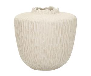 Vaso decorativo dalla Forma Rotonda, SHADE, Dimensioni Ø 35x h25 cm Foro 12 cm in texture scanalata Colore naturale Crema crema