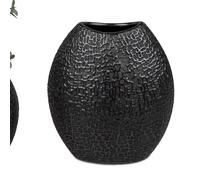 Vaso Decorativo MODERNO NERO Ovale H. 20Cm Opaco Nero Ceramica Formano
