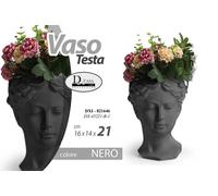 VASO DECORATIVO NERO FORMA TESTA DONNA 161421 CM ARREDO CASA DXI-821646