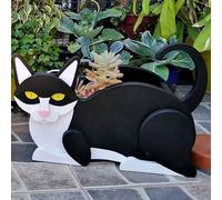 Vaso decorativo per gatti siamesi, un modo affascinante per esporre le tue piante all'interno o all'esterno per i fan dei gatti (gatto bianco e nero)