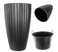 Vaso decorativo rotondo KADAX - Con inserto interno - Plastica - Nero