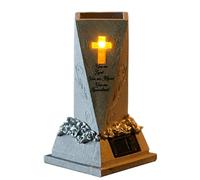 Vaso del Cimitero con Lampada Solare | Vaso Fiorito A LED Solare - Decorazione Tomba Illuminata Commemorativa, Vaso Esterno Impermeabile per Il Percorso del Cortile da Giardino del Cimitero, Supporto