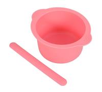 Vaso di Cera in Silicone Rosa per Scaldacera, Fondo Piatto | 2 Pezzi con Spatola, Resistente al Calore e Manico Anti-scottatura, per Maschere Fai da Te e Depilazione