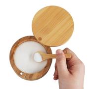 Vaso Di Condimento Da Cucina: 9x9x6cm Wood Snoil | Scatola Di Contenitori Di Condimento Di Legno Facile Da Pulire | Caraffa Di Supporto Del Contenitore Di Sale Da Cucina | Accessori Di Stoccaggio