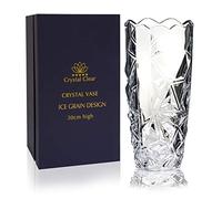 Vaso di cristallo, alto 30 cm, per fiori e decorazioni, design a grana di ghiaccio, amore eterno per la casa bello, lucido, adorabile, adatto per tutte le occasioni, perfetto come regalo,