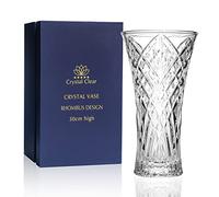 Vaso di cristallo, alto 30 cm, per fiori e decorazioni, design a rombi, amore eterno per la casa bello, lucido, adorabile, adatto per tutte le occasioni, perfetto come regalo,