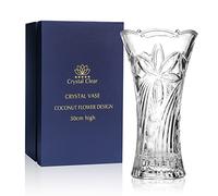 Vaso di cristallo, alto 30 cm, per fiori e decorazioni, design con fiori di cocco, amore eterno per la casa bello, lucido, adorabile, adatto per tutte le occasioni, perfetto come regalo,