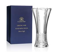 Vaso di cristallo, alto 30 cm, per fiori e decorazioni, design ondulato, amore eterno per la casa bello, lucido, adorabile, adatto per tutte le occasioni, perfetto come regalo,