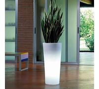 Vaso di Fior Bianco da 60 cm, Fioriera con Luce Led, Telecomando, 16 Colori Nelle Stesse Fioriere e Batteria Ricaricabile 28x60 cm