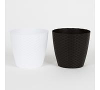 Vaso Di Fiori Contenitore Per Piante Con Aspetto Rattan D 24 Cm - Set Di 6