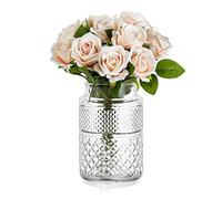 Vaso Di Fiori In Cristallo Vintage, Glasseam 1 Pezzo 20 Cm Di Altezza Cilindro Grande Collo Largo Grandi Vasi Trasparenti Per Matrimonio Tavolo Da Pranzo Centrotavola Decorazione Ornamenti Soggiorno