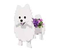 Vaso Di Fiori Per Cani Più Razze Di Cani Da Giardino Vasi Di Fiori In PVC Fai Da Te Vaso Per Piante Da Interno E Da Esterno Decor (Color : Pomeranian White, Size : 34 * 24cm)
