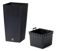 Vaso da fiori + inserto vaso da fiori aspetto rattan RATO SQUARE DRTS265...