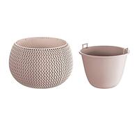 Vaso di fiori tonda con vasca Splofy Bowl in plastica colore mocca 29 (lunghezza) x 29 (larghezza) x 19 (altezza) cm