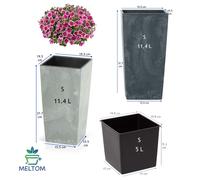 Vaso Di Fiori Vaso In Cemento Angolare Alto/Basso Con Inserto 12 Dimensioni