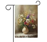 Vaso di fiori vittoriani in ceramica Cottagecore Bandiera da giardino per casa cortile esterno bandiera stagionale vacanza juta doppia faccia bandiera 30,5 x 45,7 cm