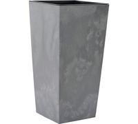 Fioriera Nizza Stone grigio effetto cemento, 35 x 35 x 68 cm, vaso di plastica con inserto