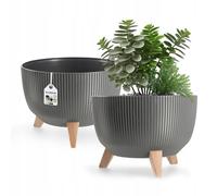 Vaso di plastica KADAX con tre supporti, 33 cm, antracite