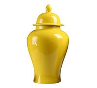Vaso Di Porcellana Moderno Vaso Di Zenzero In Ceramica Cinese Con Coperchio, Vaso Decorativo Grande Vaso Di Tempio Orientale Giallo For La Casa Soggiorno Sala Da Pranzo Decorazioni ( Taglia : S )
