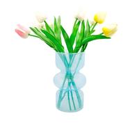 Vaso di vetro geometrico, Vasi moderni idroponici in vetro, vaso a tulipano, vaso decorativo per casa, ufficio, matrimonio (azzurro)