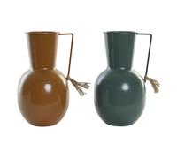 Vaso DKD Home Decor 14.5 x 13 x 24 cm Metallo Arancio Verde Senape [2 Unità]