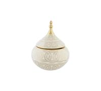 Vaso DKD Home Decor Bianco Dorato Porcellana Orientale Cromato 18 x 18 x 22 c