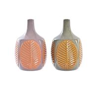 E_0002_S3031786 Dkd Home Decor Vaso DKD Home Decor Marrone Rosa Gres Foglia dell