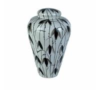 Vaso DKD Home Decor Porcellana Nero Bianco Orientale Foglia della pianta [23