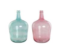 Vaso DKD Home Decor Verde Rosa Vetro Temperato 25 x 25 x 40 cm [2 Unità]