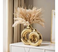 Vaso dorato,set di 2 vasi in ceramica oro,decorazione per la casa,vaso rotondo per centrotavola,vaso dorato per la decorazione del soggiorno,accenti decorativi per la casa dorati