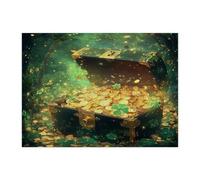 Vaso d'oro di San Patrizio puzzle per adulti 500 pezzi, puzzle in legno magico trifoglio fresco, divertente decorazione per l'intrattenimento domestico