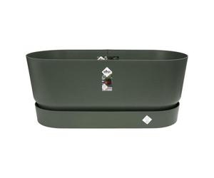 Vaso Elho Greenville Terrase 80 Ovale con Ruote 42 L - Plastica Riciclata Resistente