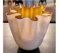Vaso fazzoletto vetro Murano soffiato vasi fiori veneziano soprammobile beige