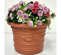 VASO FESTONATO TERRACOTTA BIANCO IN RESINA FIORIERA DA BALCONE ESTERNO INTERNO