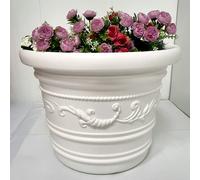 VASO FESTONATO TERRACOTTA BIANCO IN RESINA FIORIERA DA BALCONE ESTERNO INTERNO