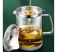 Vaso filtro olio in vetro trasparente da 1,5 l con scala, serbatoio separatore di olio da cucina con filtro a rete fine, contenitore per grasso per la casa (1,5 L)