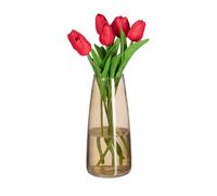Relaxdays Vaso in Vetro Decorativo, Vasetto per Fiori da Interno, HxD: 21,5x15 cm, Decorazione Centrotavola, Marrone