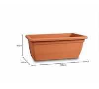 FIORIERA VASO ANTHEA RETTANGOLARE COLORE TERRACOTTA CM 100X45X40 H PER ESTERNO