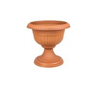 Vaso fioriera con piede Roma tondo, altezza 23 cm, colore: terracotta