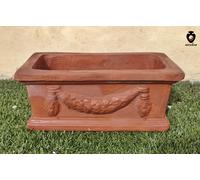 Vaso fioriera festonata per esterno in terracotta rettangolare giardino cm 43