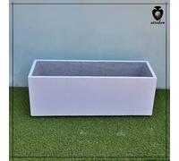 Vaso fioriera in cemento bianco rettangolare cm 100 per esterni giardino h 38