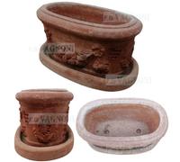 Vaso Fioriera ovale con sottovaso in terracotta toscana fiori piante grasse