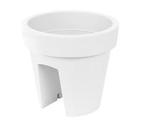 Vaso fioriera per ringhiera, serie Lofly Railing tondo, altezza 22,5 cm, colore: bianco
