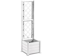 Vaso Fioriera quadrata con rete spalliera componibile H142x43x43 bianca porta