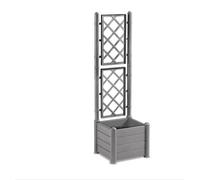 Vaso Fioriera quadrata con rete spalliera componibile H142x43x43 grigia porta