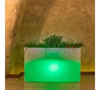 VASO FIORIERA RESINA MADE IN ITALY RETTANGOLARE GIARDINO LUCE LED LUMINOSO H50