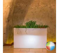 VASO FIORIERA RESINA MADE IN ITALY RETTANGOLARE GIARDINO LUCE LED LUMINOSO H50