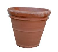 Vaso fioriera rotonda in terracotta doppio bordo liscio da esterno per giardino