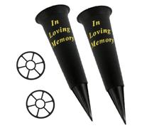 Vaso Funebre Nero Con Base A Punta Con Inserto Per Cimitero Set Di 2 - Scegli